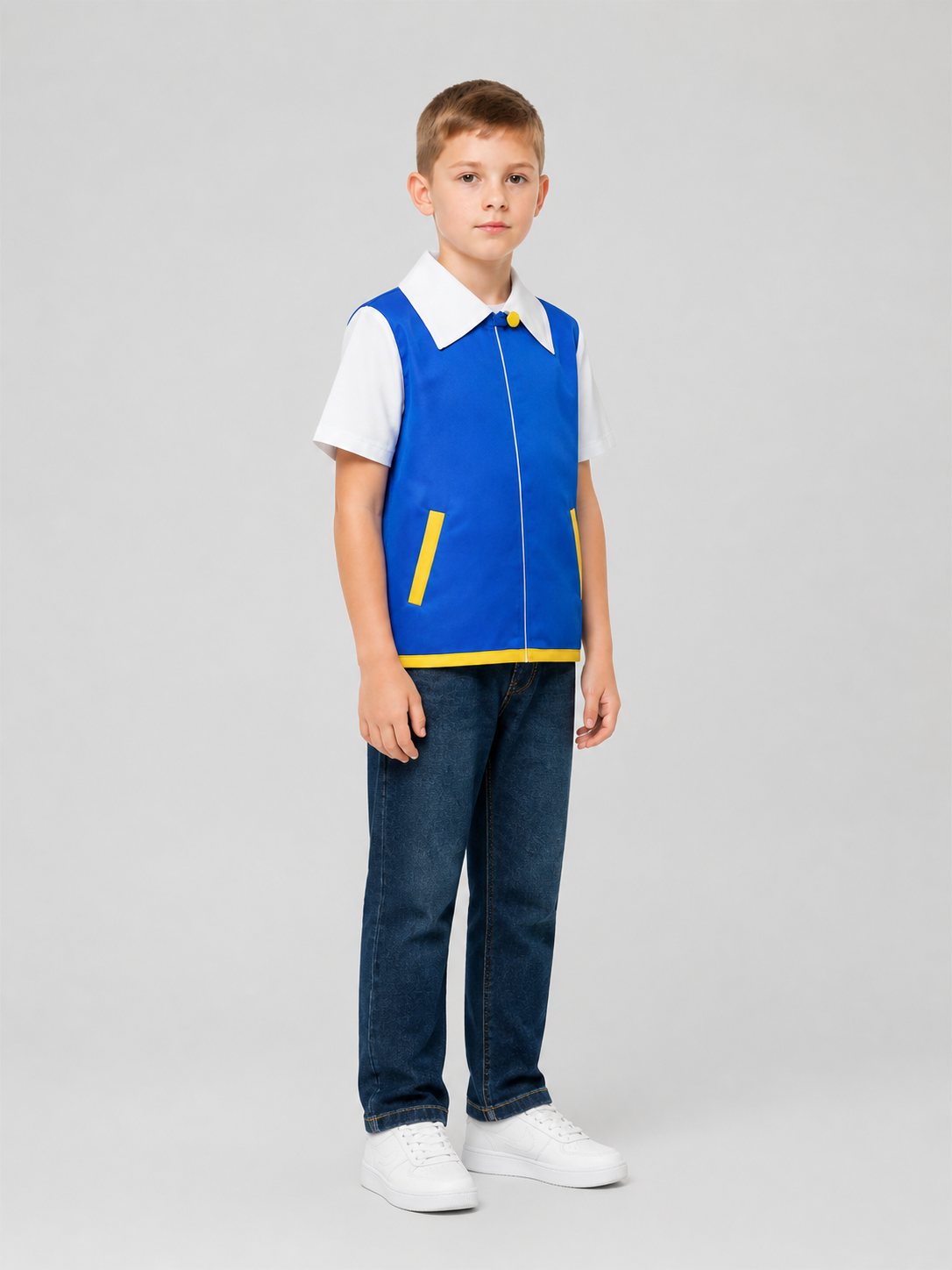 Xiao Zhi Cosplay Jacket, Blue with White Collar side view