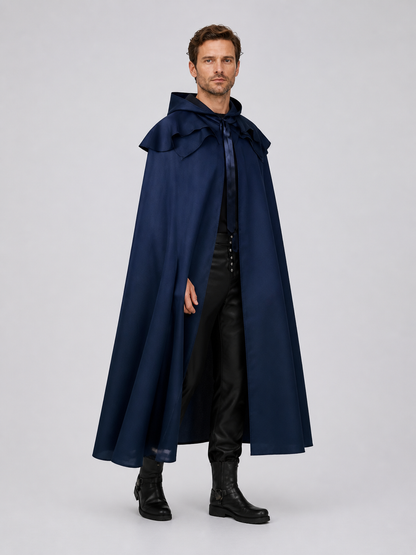 Dark Blue Hooded Cloak of Death for Cosplay side view
