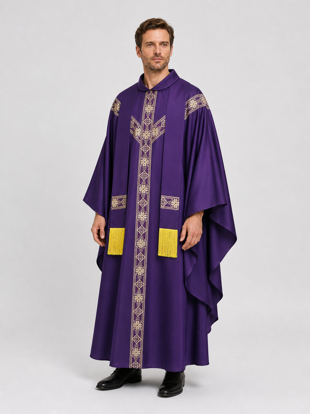 Purple Ritual Robe with Gold Ornament side view