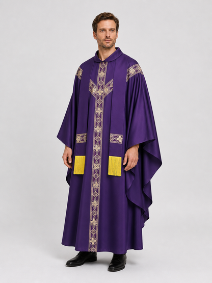 Purple Ritual Robe with Gold Ornament side view