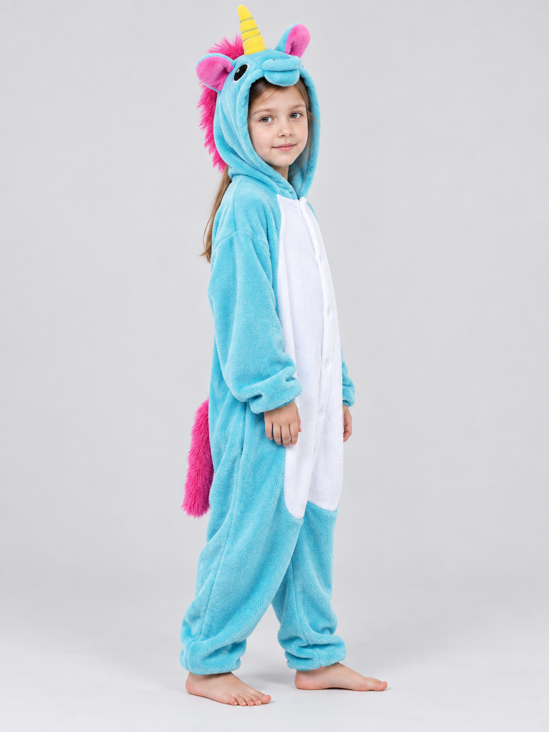 Kids' Flannel Hooded Unicorn Pajama Jumpsuit