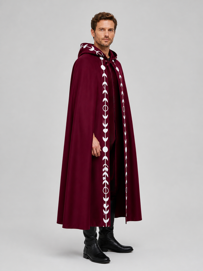 Halloween: Red Hooded Cloak of Death with Moon Pattern side view