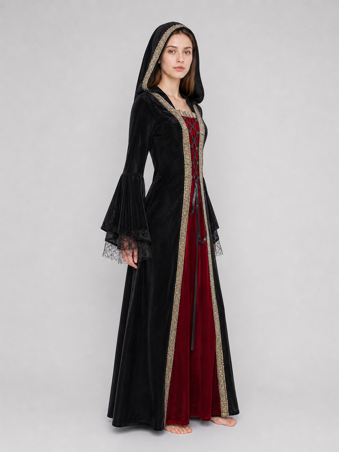 Gothic hooded costume dress for cosplay