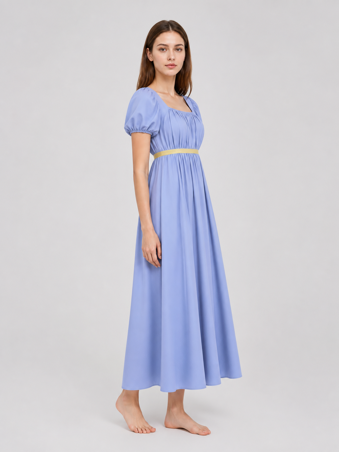 Bridgerton-style dress with a square neckline