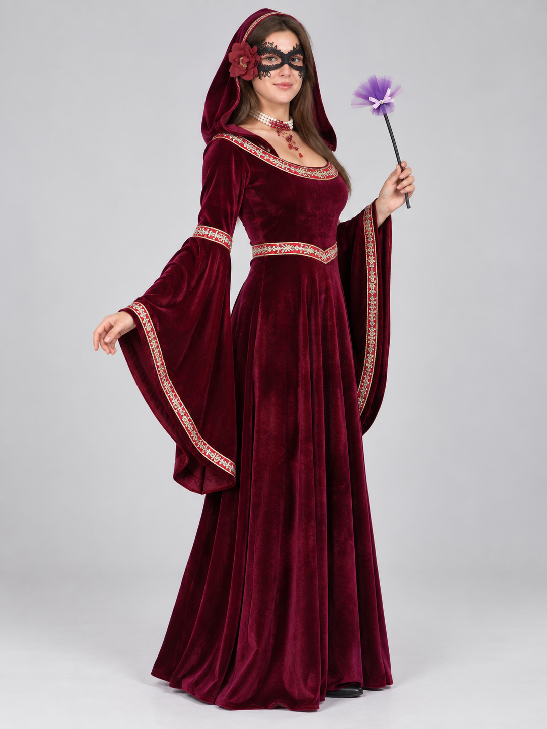 Medieval-Style Carnival Costume, Burgundy