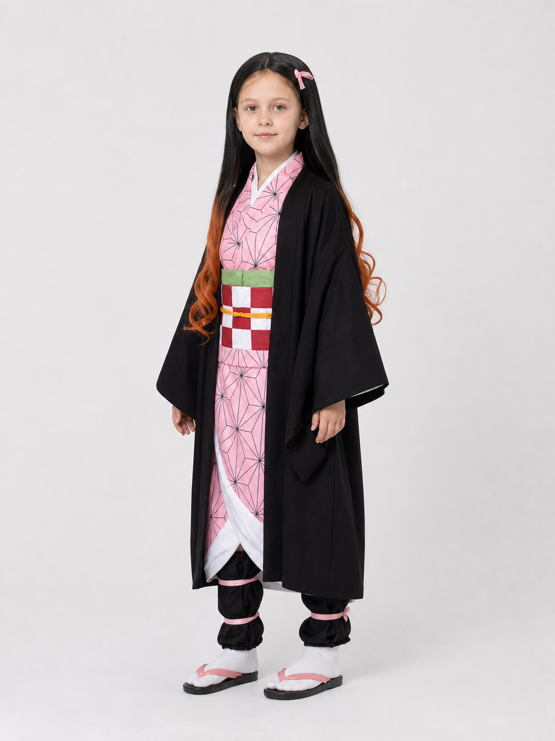 Nezuko Anime Cosplay Costume, Complete Set with Wig side view