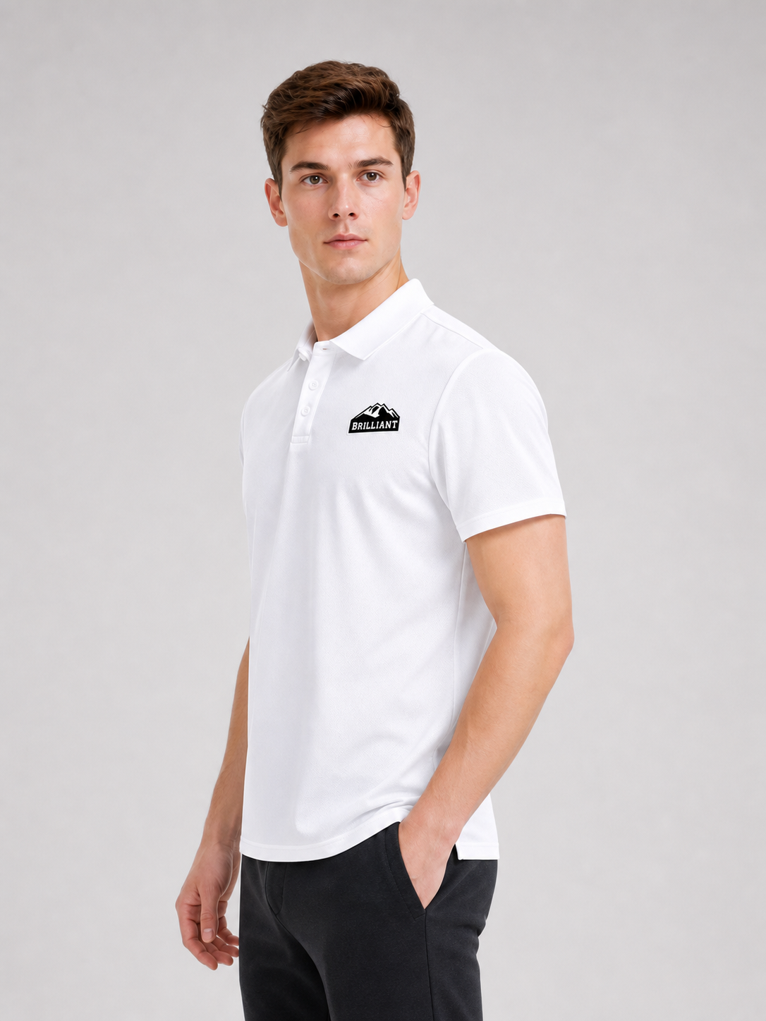 White Short-Sleeve Polo Shirt for Everyday Wear side view 2