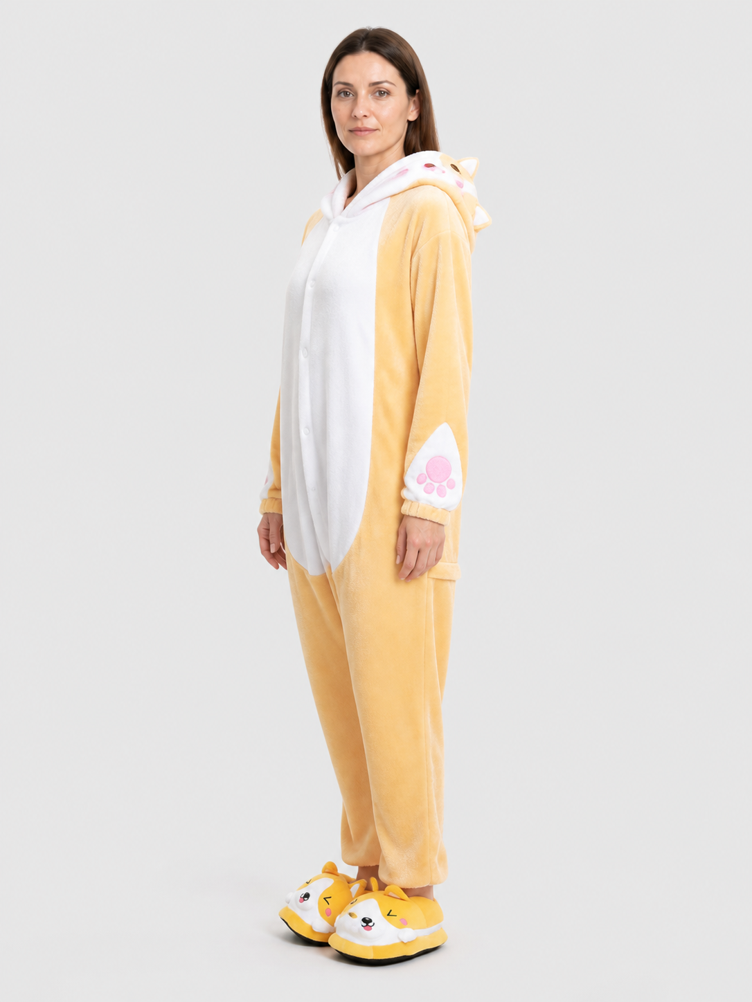 Flannel Hooded Animal Onesie Pajama side view
