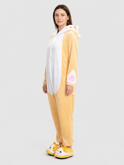 Flannel Hooded Animal Onesie Pajama side view