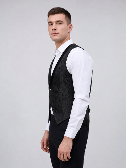 Black Jacquard Vest for Halloween