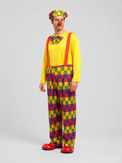 Clown Costume: Shirt, Jumpsuit, and Hat side view