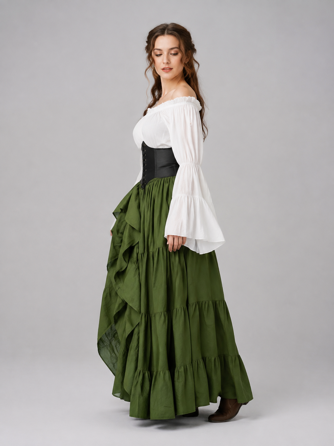 Long Renaissance Dress with Corset Insert side view