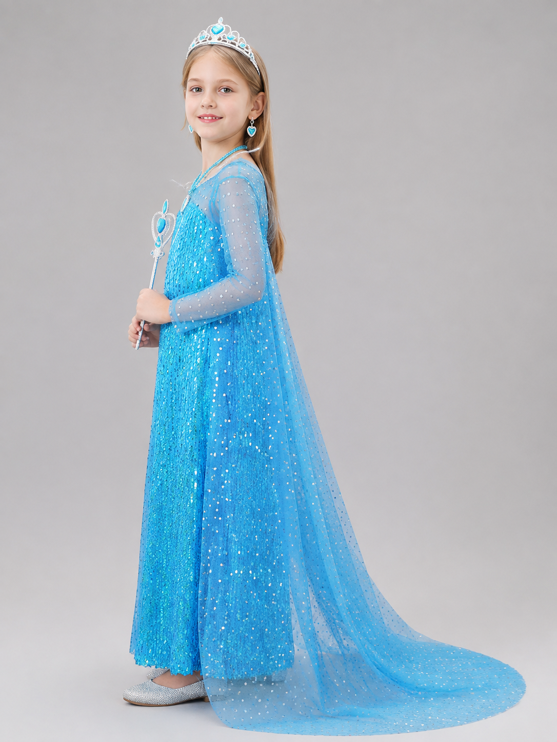Sequined Costume Dress with a Train side view