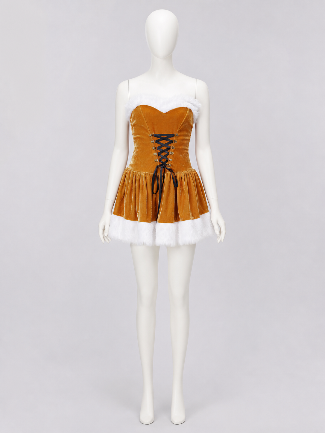 Christmas Costume: Gold Dress with Fur Trim