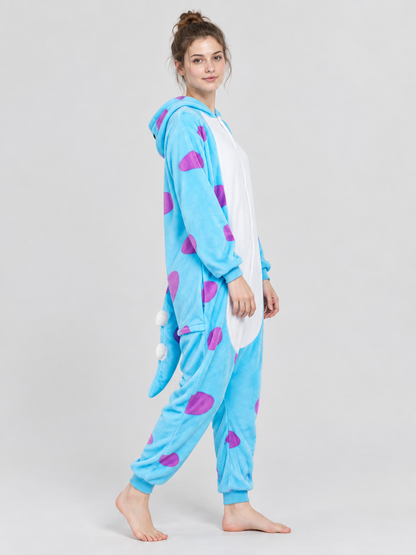 Blue Kigurumi Jumpsuit with White Insert and Spots