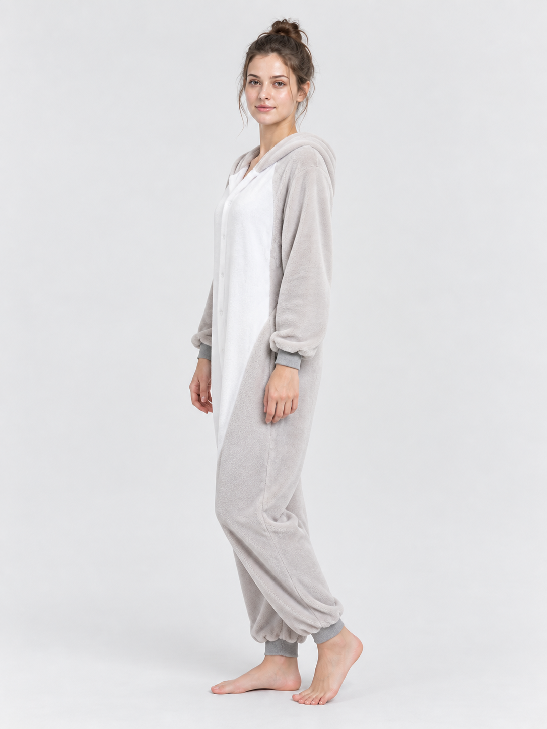 Flannel Pajama Jumpsuit with Cartoon Design