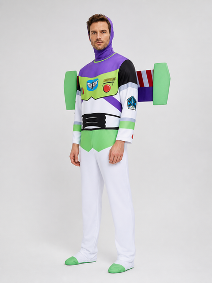 Buzz Lightyear Costume, Jumpsuit with Wings and Hood side view