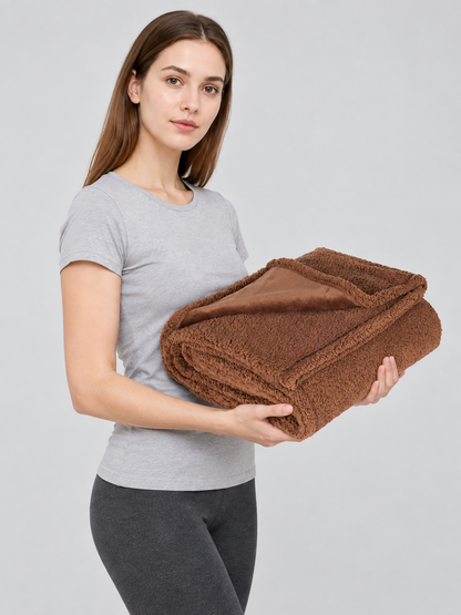 Brown Reversible Pet Blanket side view