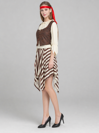 Pirate Costume: Vest, Shirt, Skirt