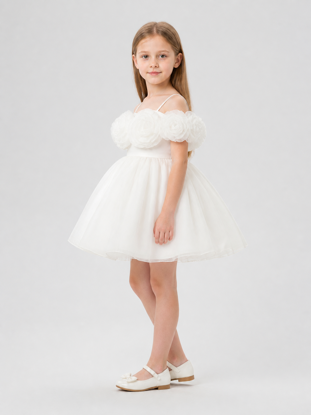 Princess Dress with Rose and Full Skirt for Performances side view