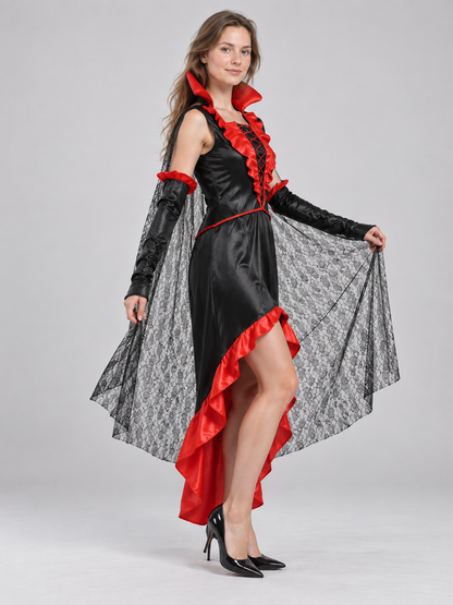 Vampire Queen Carnival Costume with Lace Cape