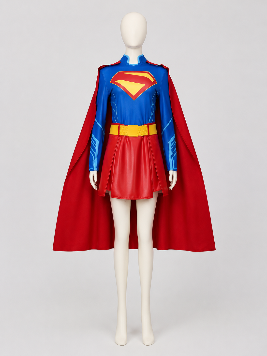 Character Cosplay Costume with Cape, Belt, and Skirt side view