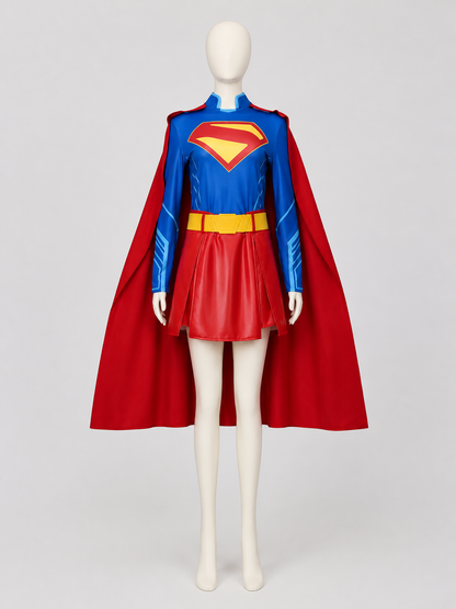 Character Cosplay Costume with Cape, Belt, and Skirt side view
