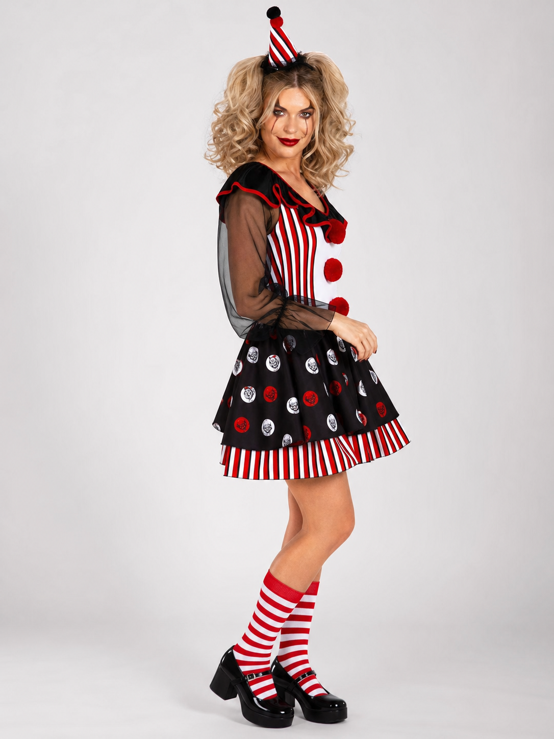 Circus-Style Clown Costume for Stage Performances