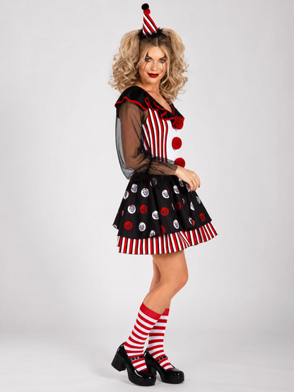Circus-Style Clown Costume for Stage Performances