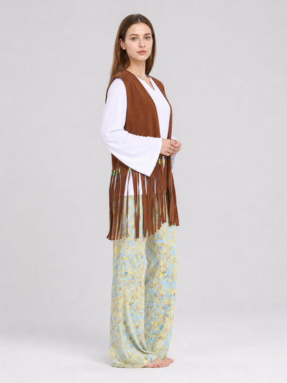 Costume Vest with Fringe, Brown side view