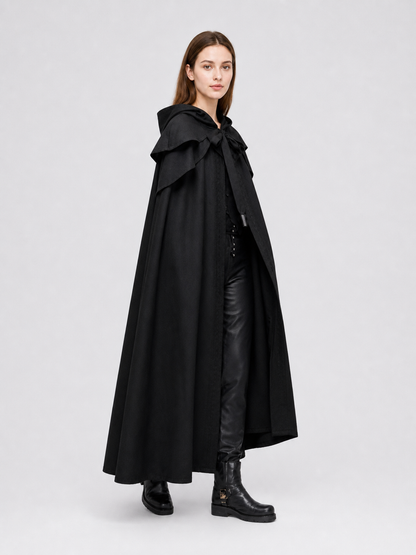 Black Gothic Hooded Cloak in Medieval Style