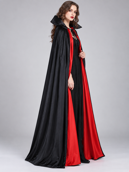 Long Black and Red Carnival Cape with Collar