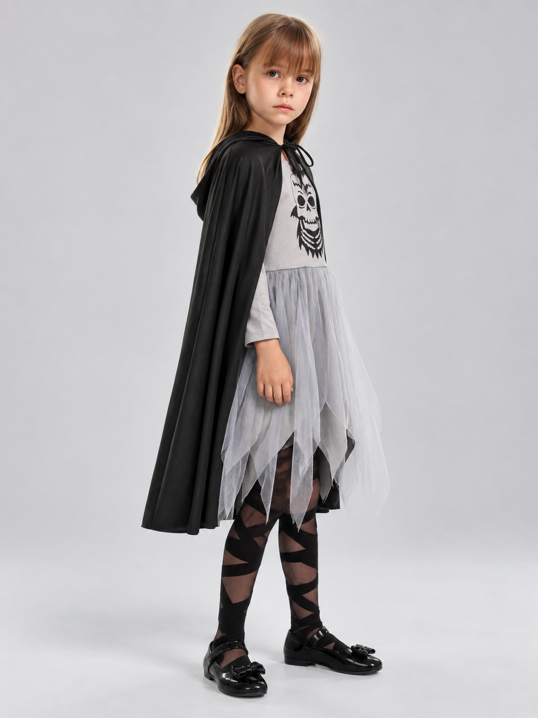 Halloween Costume: Skull Dress and Black Cape