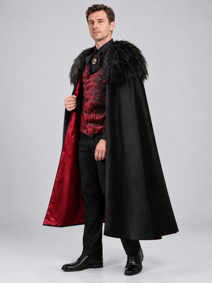 Vampire Costume: Cape, Vest, Tie, Brooch
