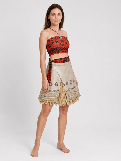 Moana Cosplay Costume Set with Skirt and Accessories side view