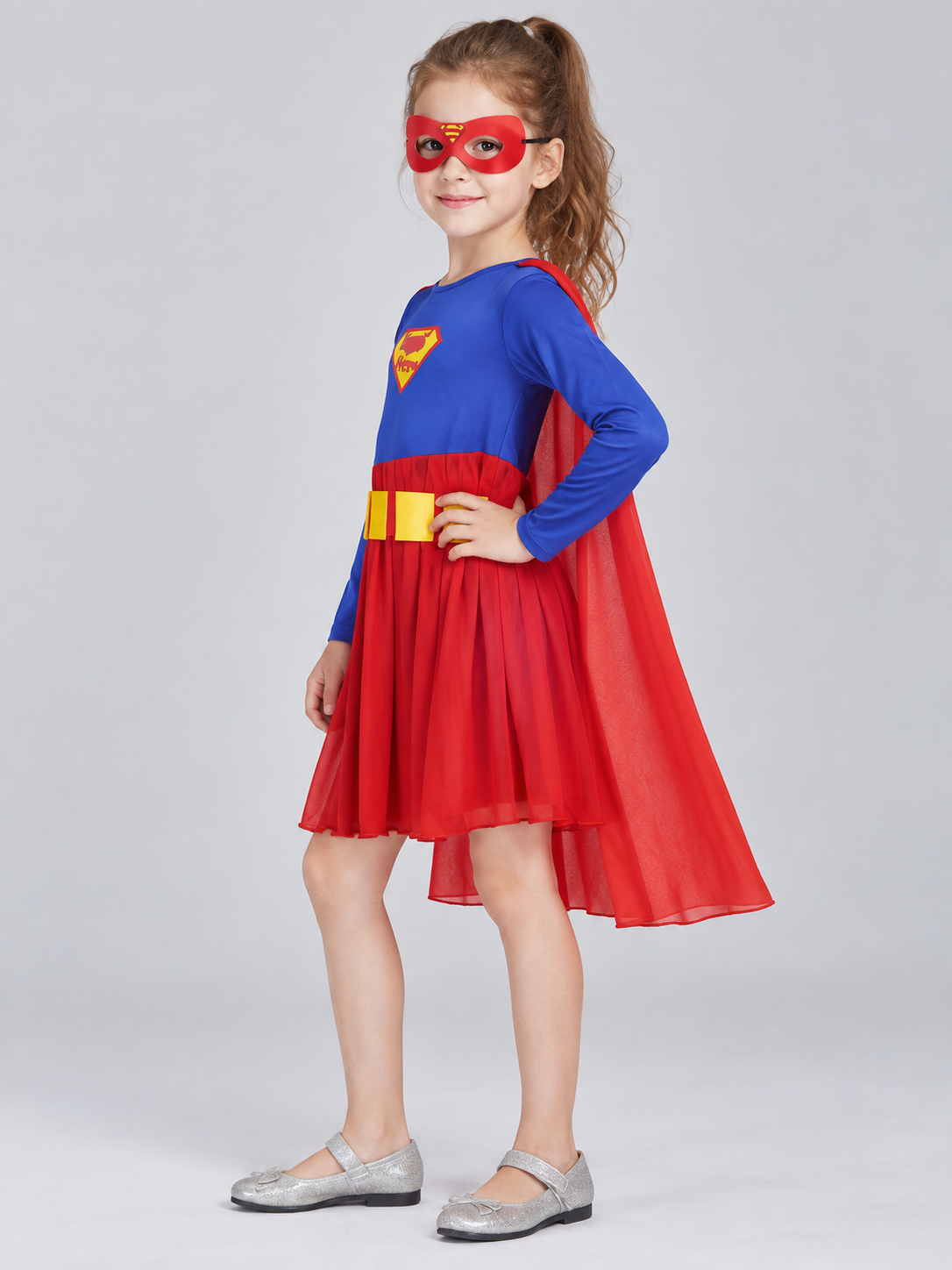 Kids' superhero costume with cape and mask