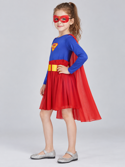 Kids' superhero costume with cape and mask