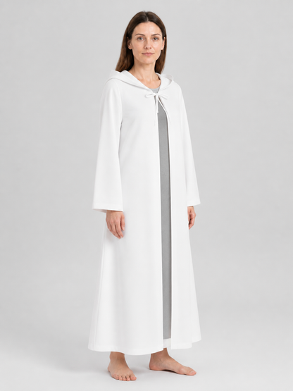 White Hooded Robe with a Star Wars Theme for Cosplay side view