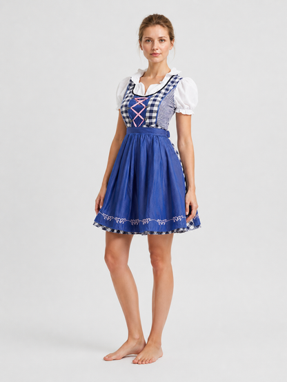 Short Blue and White Oktoberfest Dress side view