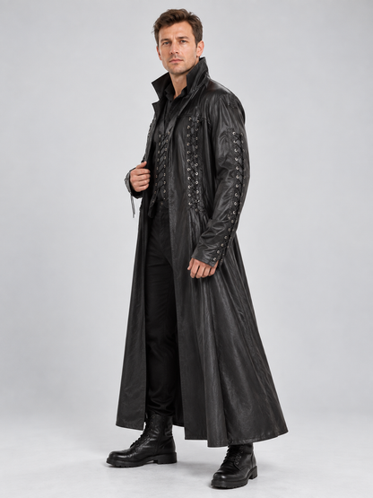 Black Long Lace-Up Vampire Costume for Halloween