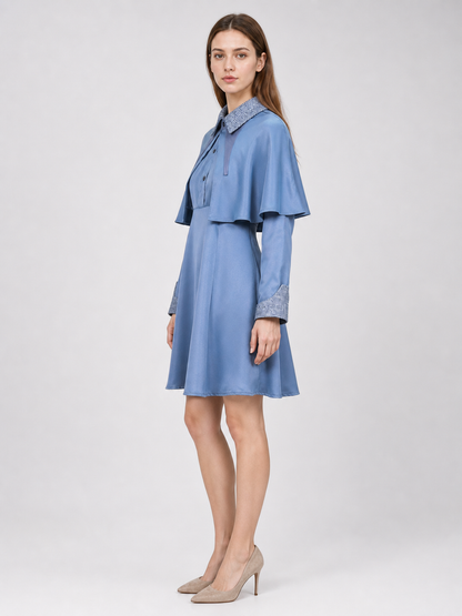 Beauxbatons Cosplay Dress with Capelet, Blue