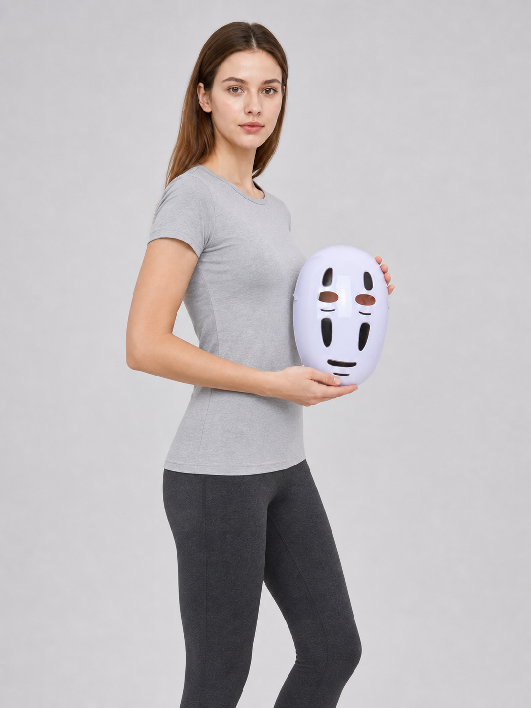 White No-Face Mask for Cosplay with Cutouts