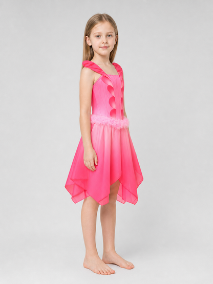 Cosplay Dress with Wings, Belt, and Full Hem