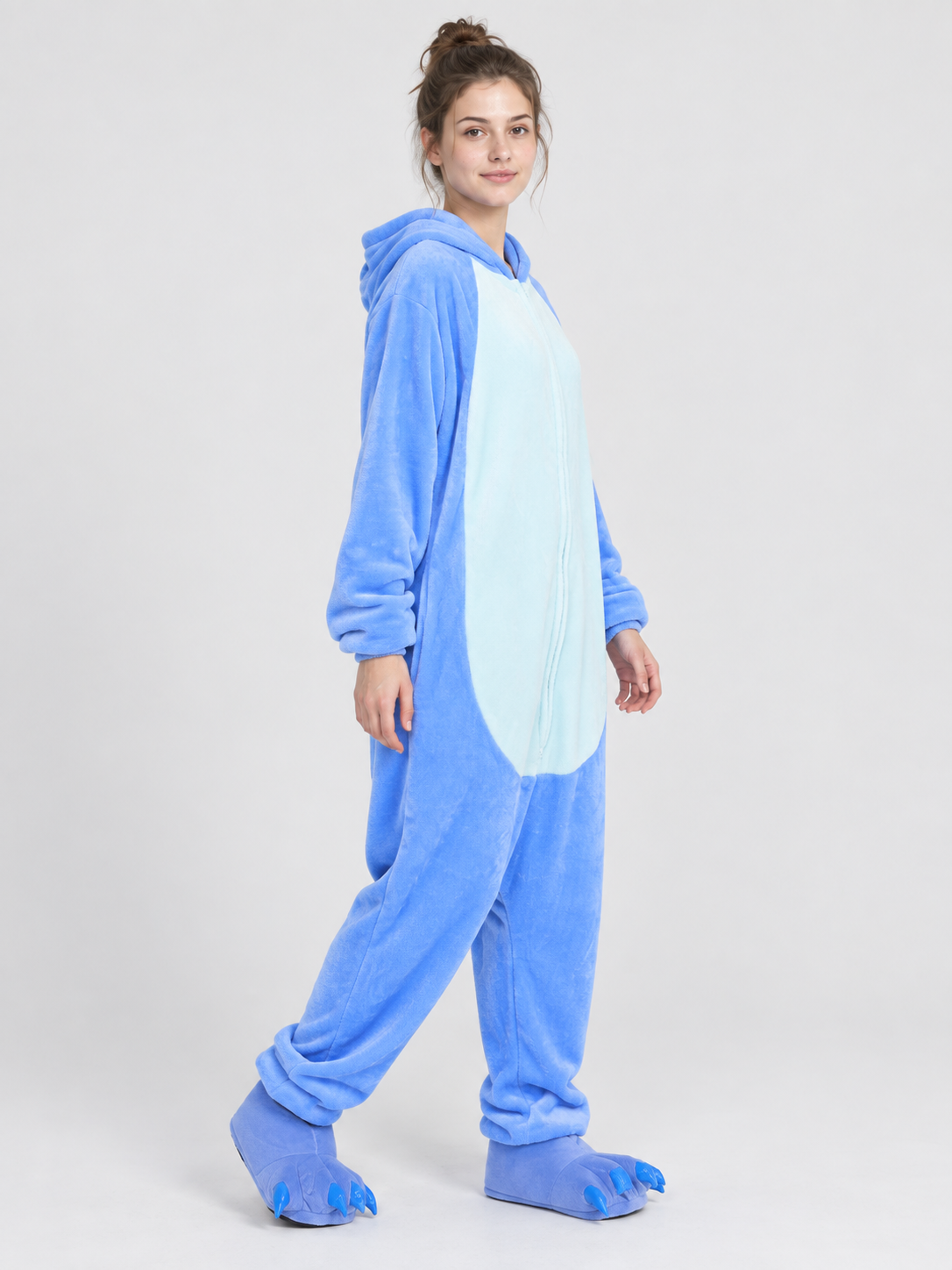 Blue Insulated Kigurumi Pajama with Hood and Zipper