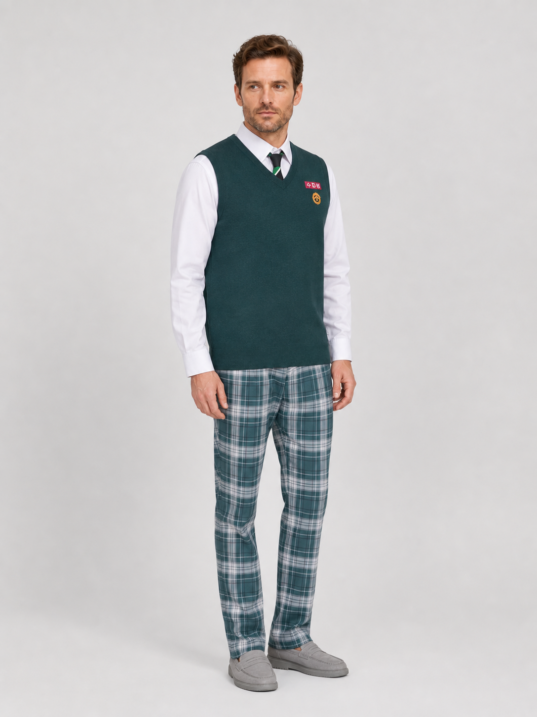 Zombie School Uniform: Vest, Shirt, Pants, Tie side view
