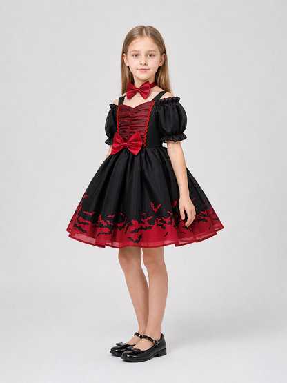 Princess Dress with Bats, Red and Black side view