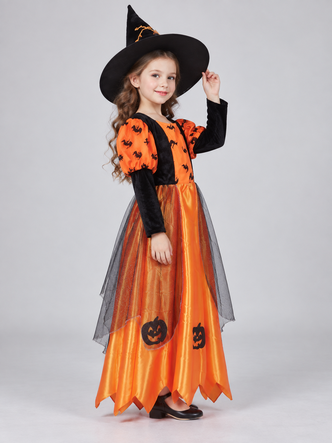 Kids' Witch Costume with Cape and Hat
