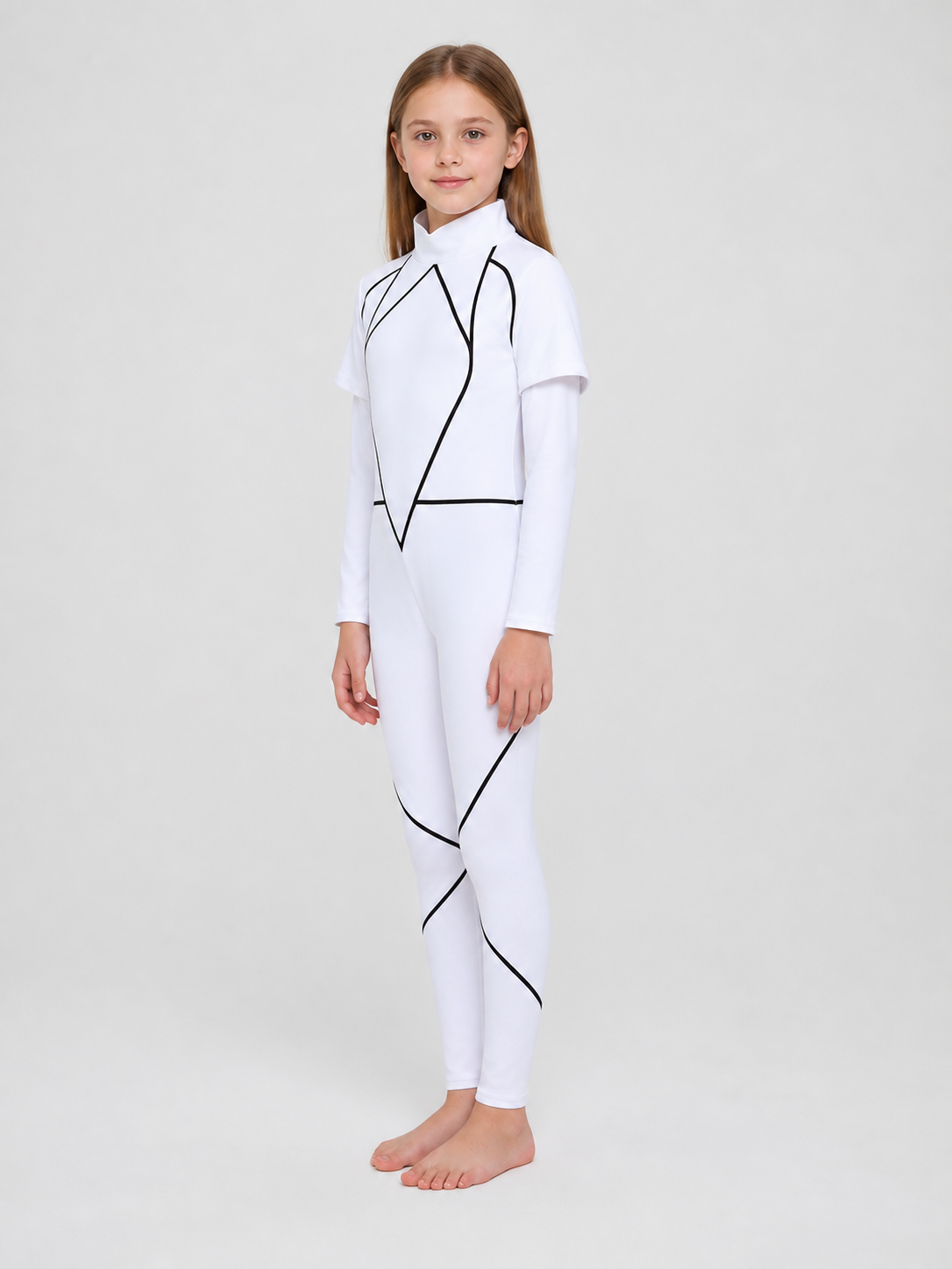 Carly Prasad Cosplay Jumpsuit, White with Black Lines