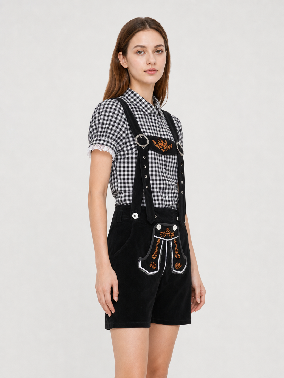 Kids' Plaid Shirt and Suspender Shorts Set