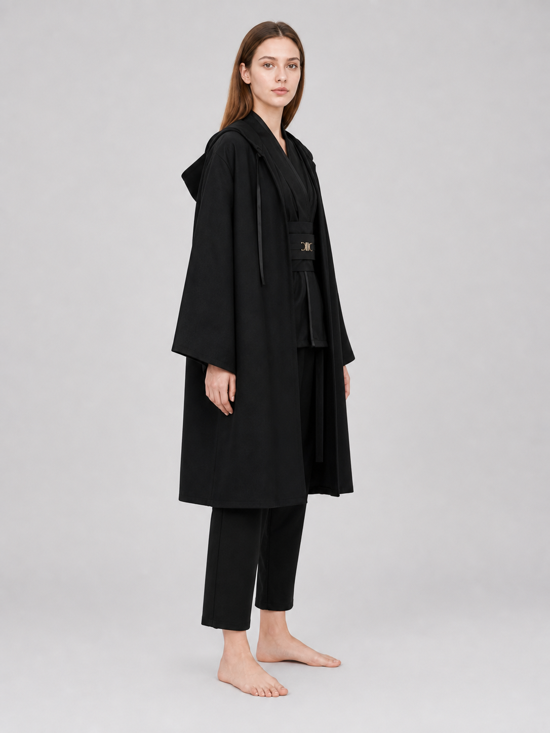 Cosplay Costume: Black Layered Outfit with Cloak